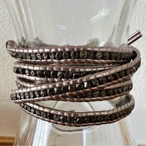 Club Monaco Gunmetal Stone Adjustable Wrap Bracelet